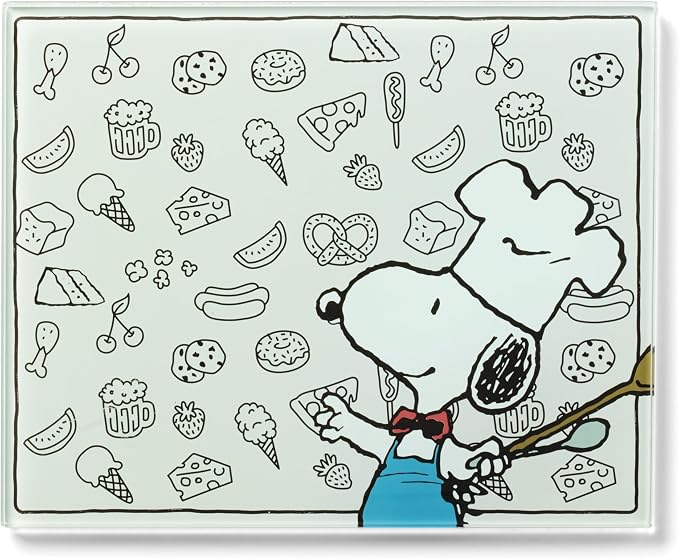 Lenox Chef Snoopy Small Glass Cutting Board | Tempered glass, 10 x 8 inch size by Lenox
