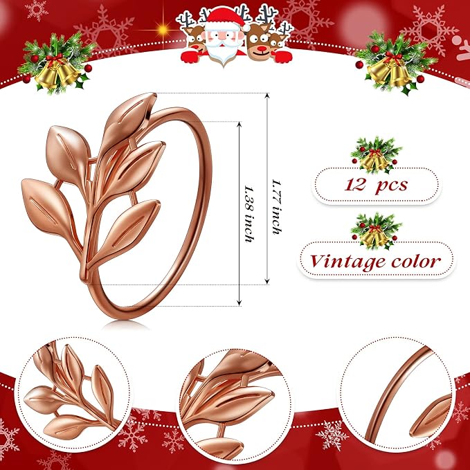 WILLBOND Leaf Napkin Rings Holders Fall Party Napkin Rings - Image 2