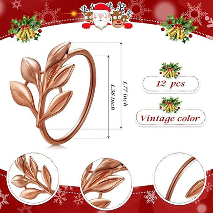 WILLBOND Leaf Napkin Rings Holders Fall Party Napkin Rings - Image 2