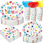 350 Pcs Happy Birthday Party Supplies Oval Paper Plates Set by Pajean