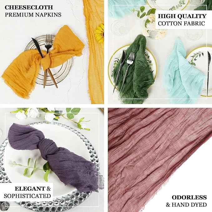 Efavormart 5 Pack 24"x19" Mustard Yellow Matte Gauze Cheesecloth Napkins - Image 3