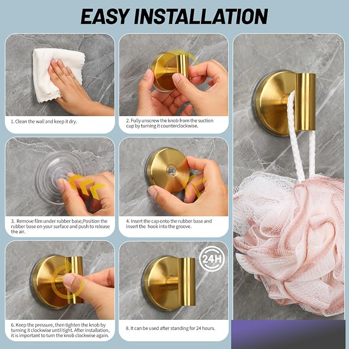 Large 15lb Suction Cup Hooks for Shower, No-Drill Bathroom Towel Hooks for Robes - Image 6