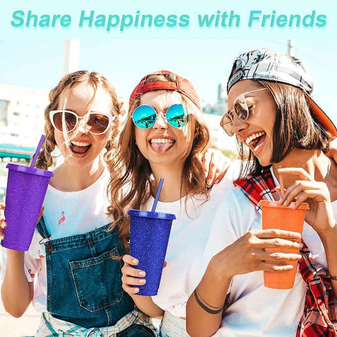 24 Pack Plastic Tumblers with Lids and Straw, Reusable Cups with Lids and - Image 5