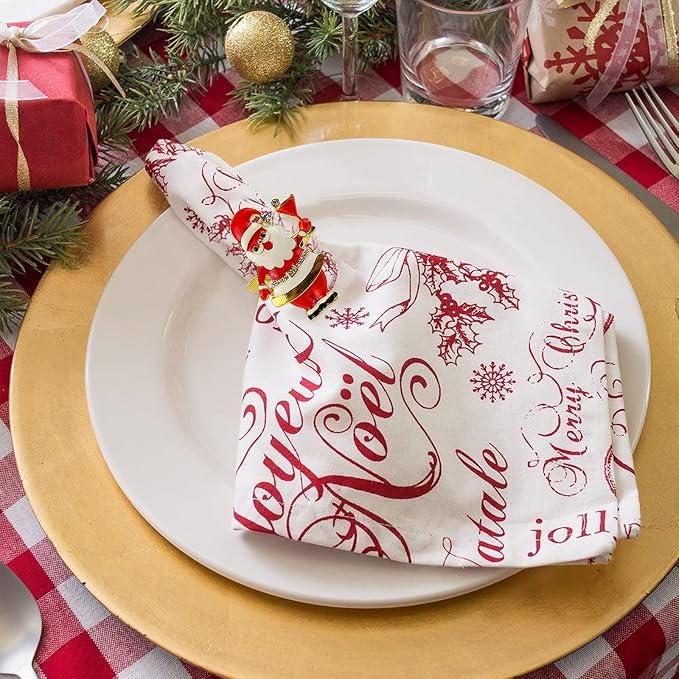 wonlex Xmas Napkin Rings Set of 6, Father Chirstmas Napkin Ring - Image 3