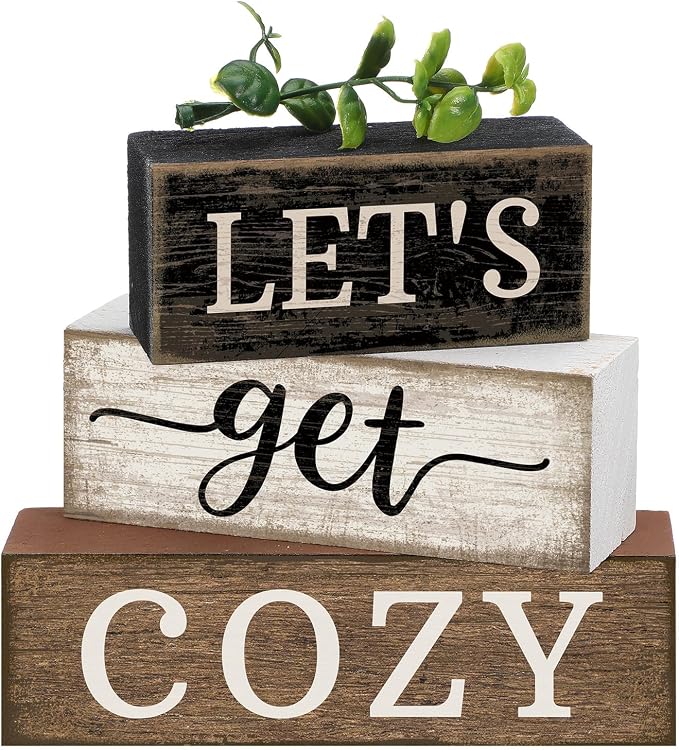 Moucuny 4 Pcs Farmhouse Table Decor Inspirational Wooden Signs Rustic by Moucuny