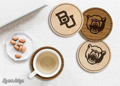 LazerEdge Baylor Bears Wooden Coaster Set - Maple Wood - Officially Licensed Product - 4-Pack