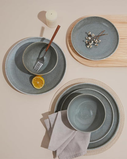 24 Piece Dinnerware Sets for 8, Modern Stoneware Plates and Bowls Sets - Image 6