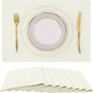 homing Cotton Linen Placemats Set of 8, Cloth Washable Farmhouse Dining Table Mats for Indoors & Outdoors, Easy to Clean, Cream, 13 x 19 Inch
