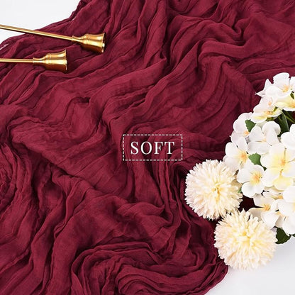 10FT 6 Pcs Burgundy Cheesecloth Table Runner Gauze Fabric Boho Cheese Cloth - Image 4
