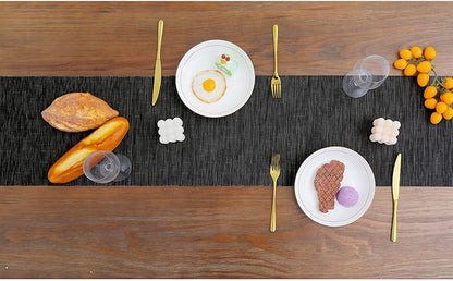 SHACOS Placemats Set of 4 Woven Vinyl Place Mats for Dining Table Wipe Clean Non Slip Table Mats (4, Black)