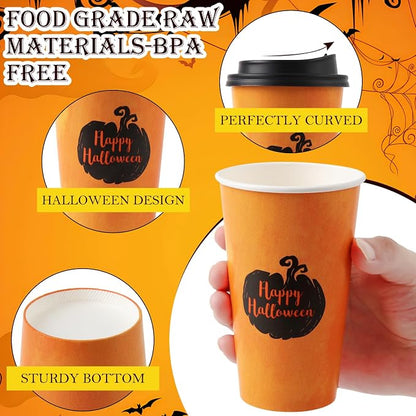 Tamone 100 PACK Halloween Cups 12OZ Disposable Coffee Cups - Image 3