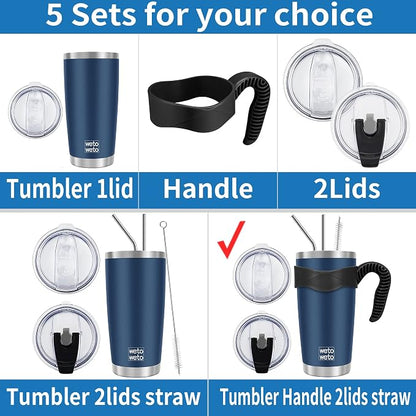 WETOWETO 20oz Tumbler with 2 lids and 2 straws, Stainless Steel Vacuum - Image 2