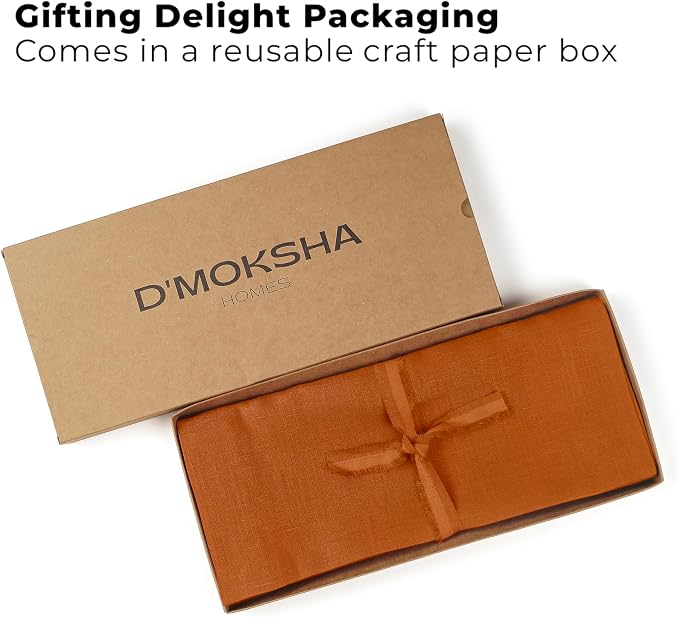 Classic Linen™ by D'Moksha Rust Table Runner 108 Inches Long, 100% Pure Linen - Image 4