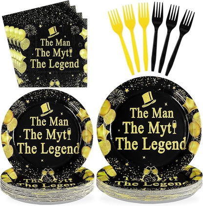 96 Pcs The Man The Myth The Legend Party Decorations, Serves 24 | Mens Birthday by Greencian