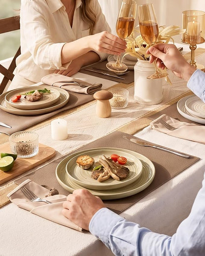 Stoneware Dinnerware Set for 8, Plates & Bowls, Chip & Scratch Resistant - Image 4