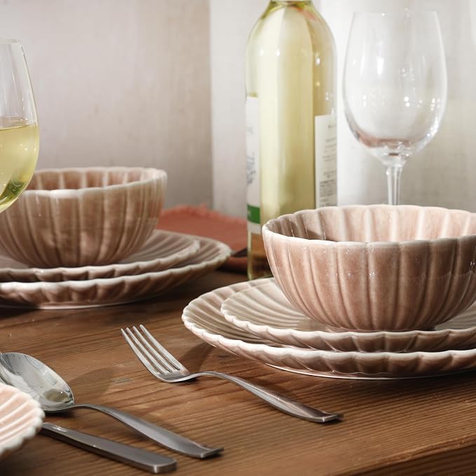 Gibson Elite Peach Orchard 12-Piece New Bone China Dinnerware Set Service - Image 5