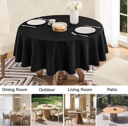 Tablecloth Linen Textured Waterproof & Stain Resistant Table Cloth Wrinkle Free Decorative Fabric Farmhouse Table Cover for Dining/Party/Buffet/Wedding, 60 x 60 Inch, Black