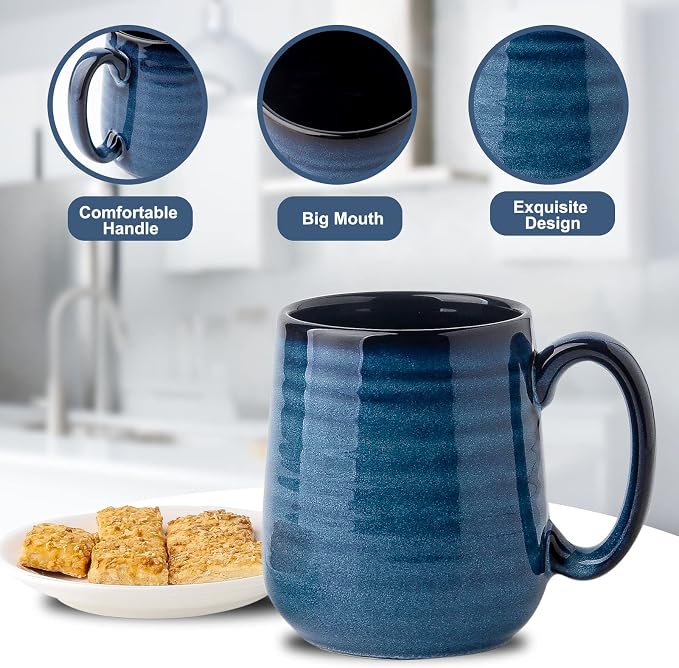 Coffee Mugs, 15 Ounce Ceramic Coffee Mug Set of 6, Reactive Glaze Tea Cups - Image 4