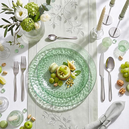 Rubtlamp 100 Pcs Clear Green Plastic Plates Dinnerware Set, 50 Dessert platos - Image 4