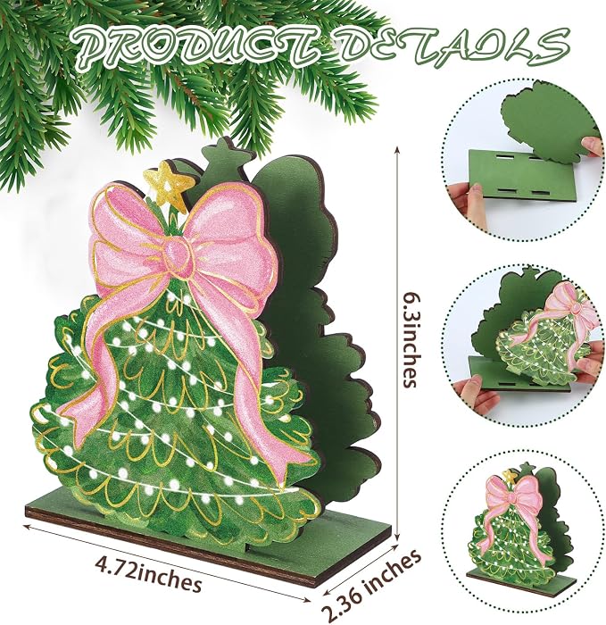 Christmas Tree Napkin Holder for Tables Pink Bow Christmas Tree Napkin Holder - Image 2