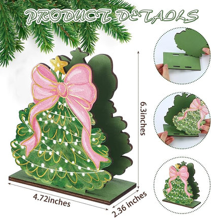 Christmas Tree Napkin Holder for Tables Pink Bow Christmas Tree Napkin Holder - Image 2