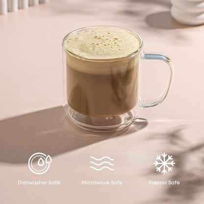 JoyJolt Haven Stackable Double Wall Glass Mugs, Double Wall Glass Coffee Cups - Image 5