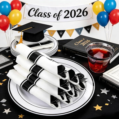 WELLIFE 210Pcs Black Plastic Dinnerware - Image 3