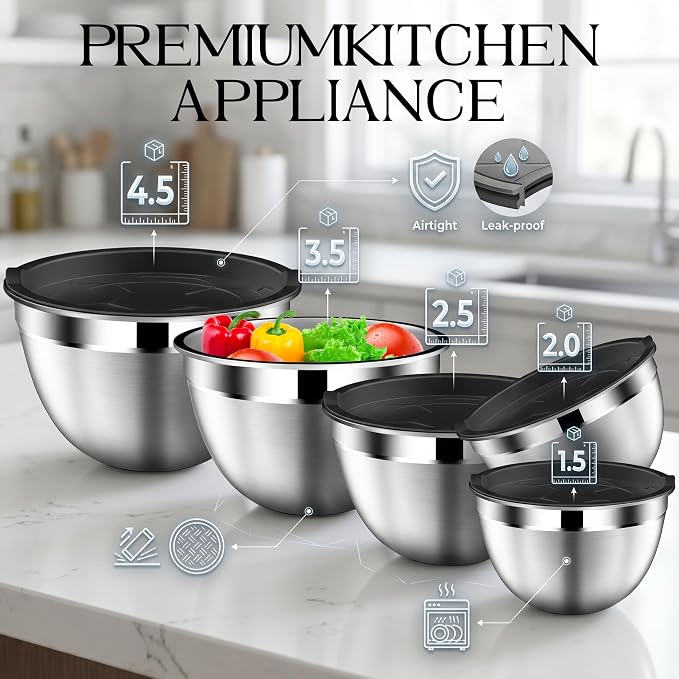DUTZUN Stainless Steel Mixing Bowls - Image 2