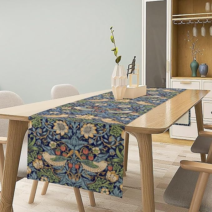 William Morris Floral Table Runner, Flowers Botanical Printed Table Runner - Image 2