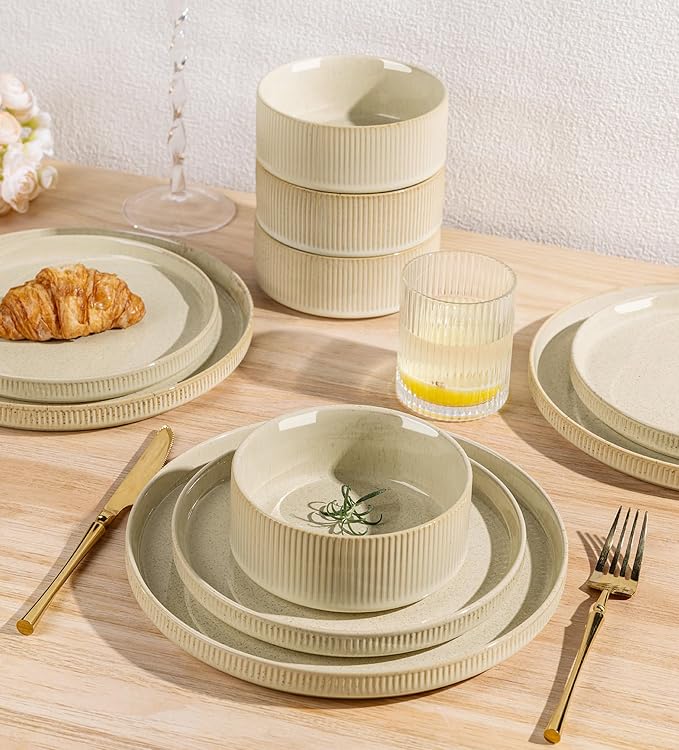 Ceramic Dinnerware Set for 6, 18-Piece Plates and Bowls Set | Lightweight - Image 5
