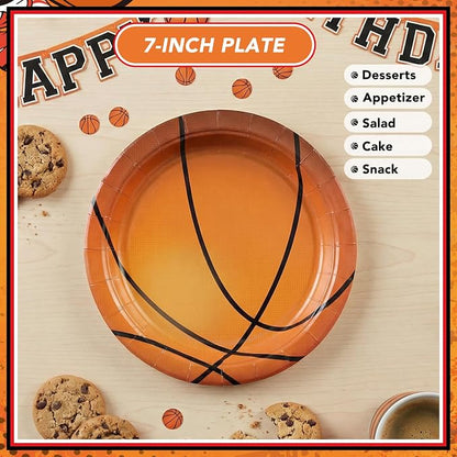 50 Pcs Basketball Plates and Napkins, Basketball Birthday Party Decorations | - Image 4