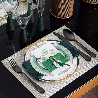 LIANYU Black Flatware Silverware Set, 40-Piece Cutlery Set - Image 5