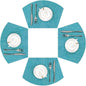 SHACOS Wedge Shape Placemats Set of 4 Round Table Placemats Heat Resistant Woven Vinyl PVC Table Mats Indoor Outdoor Wipe Clean (4, Teal Blue)