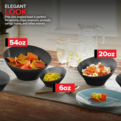 54oz Black Plastic Serving Bowls Large Disposable Snack Bowl Candy Dishes - Image 5