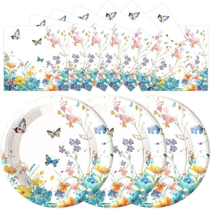 50pcs Wildflower Paper Plates and Napkins Party Decorations, 7inch Watercolor by Unknown