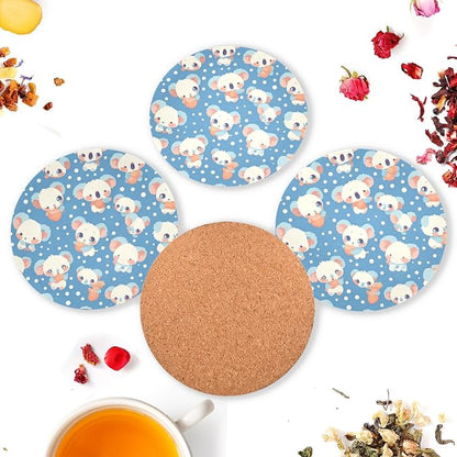 Seamless Cartoon Koala Bear 4 Piecing Set Drink Coasters Thick Heat Resistant - Image 6