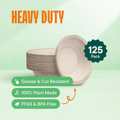100% Compostable Paper Bowls - 12 oz Heavy Duty Soup Bowls | Eco-Friendly - Image 2
