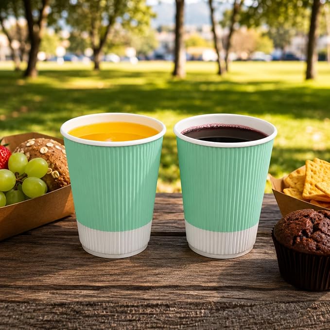 Restaurantware 12 Ounce Ripple Wall Disposable Coffee Cups, 500 Insulated - Image 5
