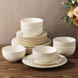 Ceramic Dinnerware Set for 6, 18-Piece Plates and Bowls Set | Lightweight by TheTerra