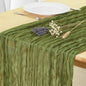 3 Pack Olive Green Cheesecloth Table Runner 120 Inch Boho Wedding Decor | by Fixwal