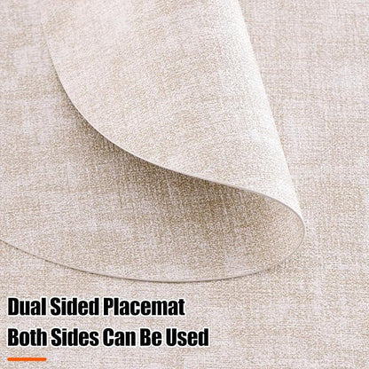 Homaxy Round Faux Leather Placemats and Coasters, Wipeable Place Mats, - Image 3