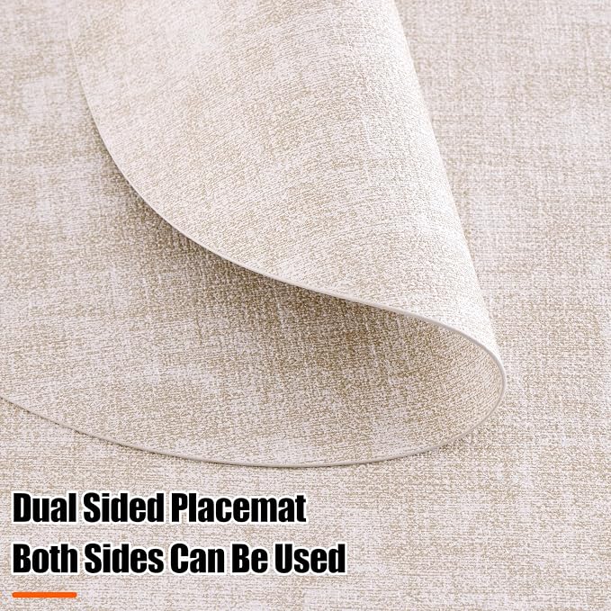 Homaxy Round Faux Leather Placemats and Coasters, Wipeable Place Mats, - Image 3