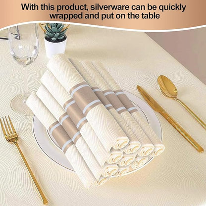 Germiwipe Paper Napkin Band, 200PCS (Matte Champagne Gold) Napkin Ring Self-Adhesive, Silverware Wraps Bands,Table Setup Wedding Event Party Supply (Matte Rose Gold /200pcs)