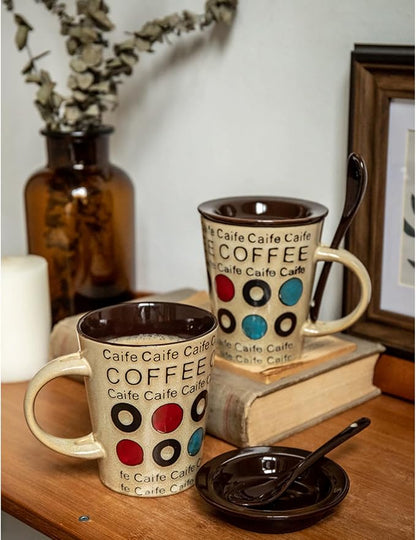 Ceramic Coffee Cup with Spoon and Lid, 12 oz Coffee Mug, Microwave Dishwasher - Image 6