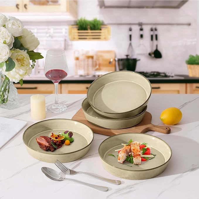 LIANYU 34oz Pasta Bowls Set of 4, 8.7’’ Wide Ceramic Bowl Plates | Shallow - Image 6