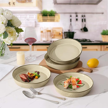LIANYU 34oz Pasta Bowls Set of 4, 8.7’’ Wide Ceramic Bowl Plates | Shallow - Image 6