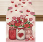 XCHI Roses Flowers Love Hearts Vase Valentine’s Day Table Runner Table Decoration for Party Home Kitchen Dining Dinner Holiday Decor 13x48 Inch