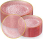 Rubtlamp 100Pcs Clear Pink Gold Plastic Plates, Hammered Plastic Plates Include by Rubtlamp