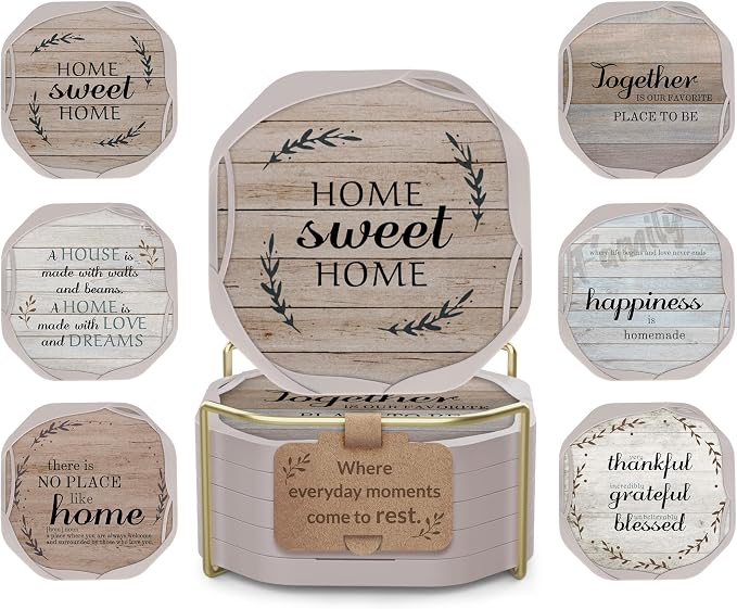UMIRRO Absorbent Felt & Silicone Coasters Set of 6 by Umirro