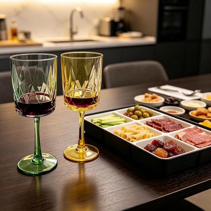 15oz Plastic Wine Glasses with Stem, Unbreakable Outdoor Wine Glasses 6PCS - Image 2
